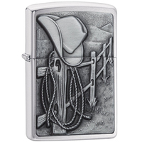 Фото Зажигалка Zippo 24879 COWBOY HAT AND ROPE EMBLEM BRUSHED CHROME